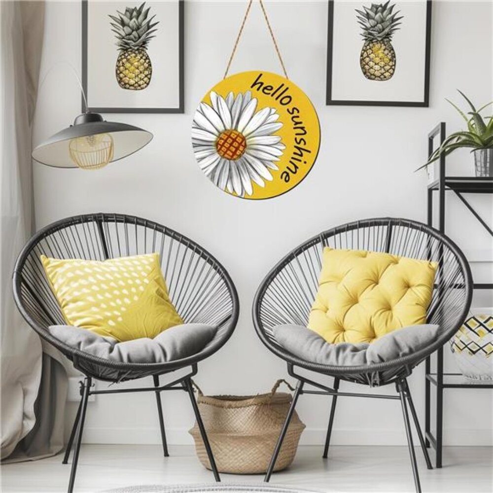 Summer Daisy Hello Sunshine Door Sign Summer Daisy Front Door Decor Rustic